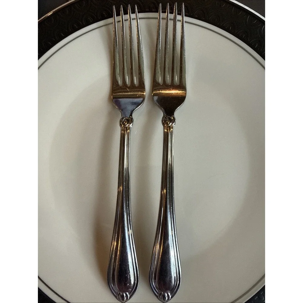 Lenox Chandelle 18/10 Stainless Flatware Dinner Fork 8.5 Set Of 2 RARE vintage